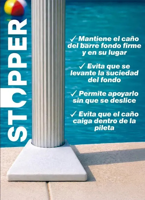 Accesorio Barre Fondo Stopper Limpiafondo Piscinas Blanco