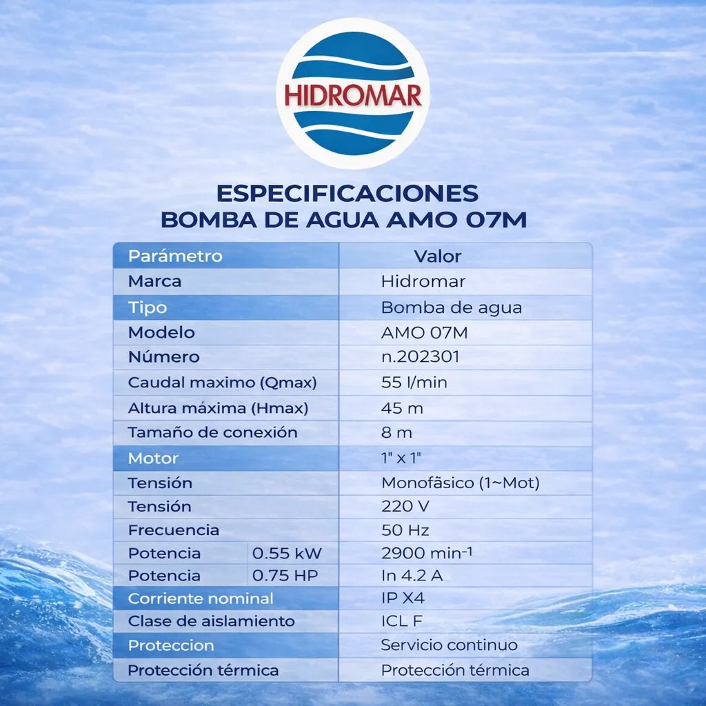 Bomba Periférica Davoli Amo 07 0.75 HP
