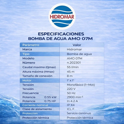 Bomba Periférica Davoli Amo 07 0.75 HP