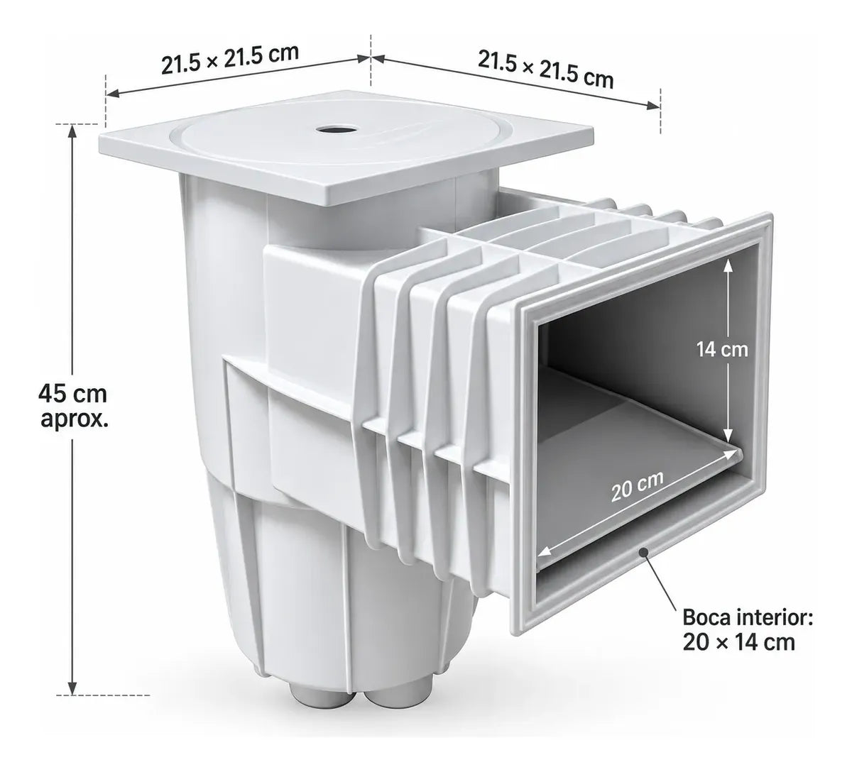 Skimmer de Pared Piscina Hormigón con Tapa