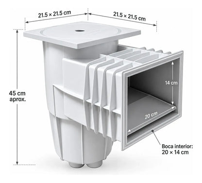 Skimmer de Pared Piscina Hormigón con Tapa